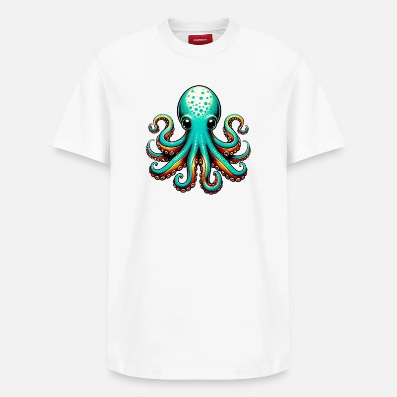Pieuvre - T-shirt unisexe décontracté en coton Supima – de SPREAD - blanc