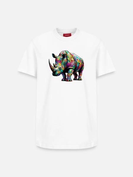 Rhinoceros - Relaxed Unisex Supima Cotton T-Shirt – by SPREAD - white