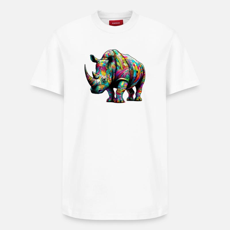 Rhinocéros - T-shirt unisexe décontracté en coton Supima – de SPREAD - blanc