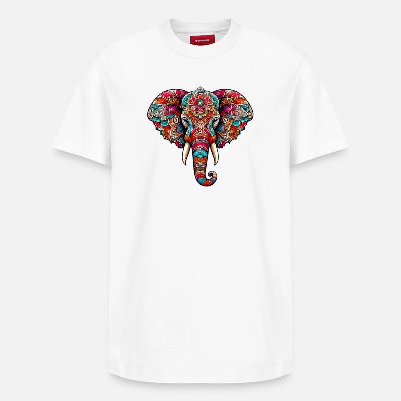 Éléphant - T-shirt unisexe décontracté en coton Supima – de SPREAD - blanc