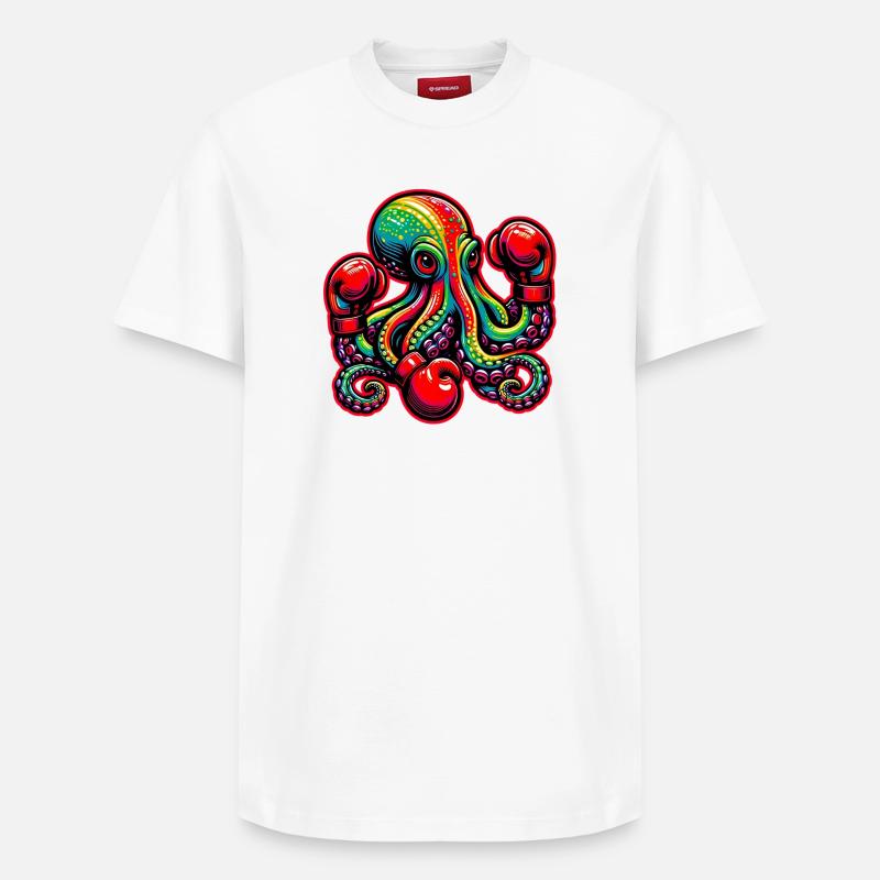 Pieuvre - T-shirt unisexe décontracté en coton Supima – de SPREAD - blanc
