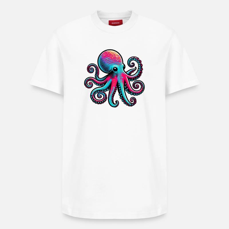 Pieuvre - T-shirt unisexe décontracté en coton Supima – de SPREAD - blanc