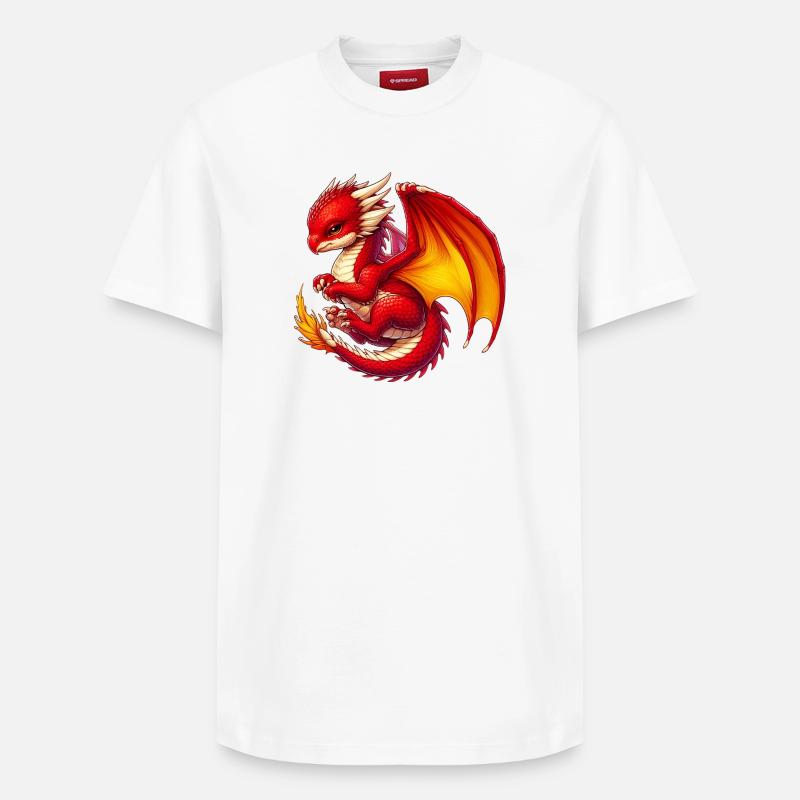 Drache - Relaxed Unisex Supima Cotton T-Shirt – von SPREAD - Weiß