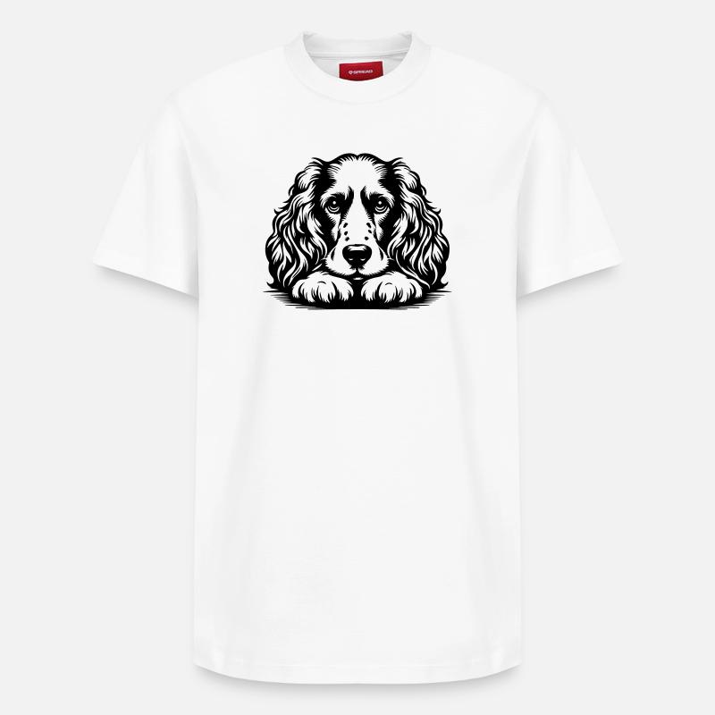 Cocker Spaniel Kopf mit Pfoten - Relaxed Unisex Supima Cotton T-Shirt – von SPREAD - Weiß