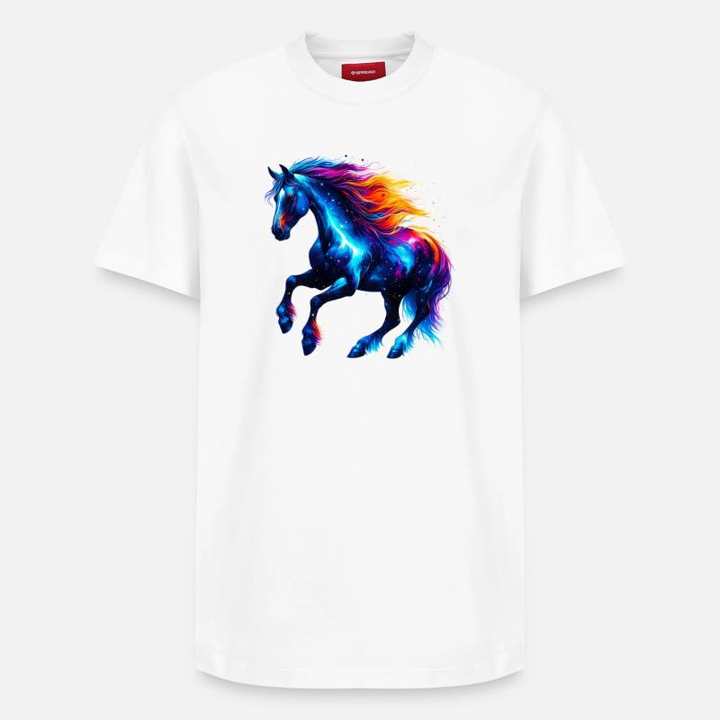 Pferd - Relaxed Unisex Supima Cotton T-Shirt – von SPREAD - Weiß