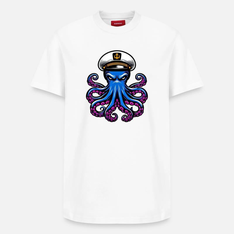 Pieuvre - T-shirt unisexe décontracté en coton Supima – de SPREAD - blanc