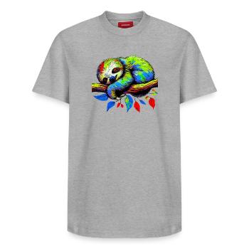 Paresse - T-shirt unisexe décontracté en coton Supima – de SPREAD - blanc - Devant - AI Model Female 172 dark (172cm) & AI Model Male 185 dark (185cm)