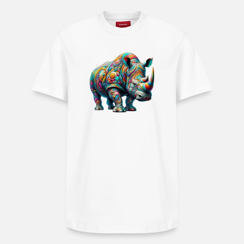 Rhinocéros - T-shirt unisexe décontracté en coton Supima – de SPREAD - blanc