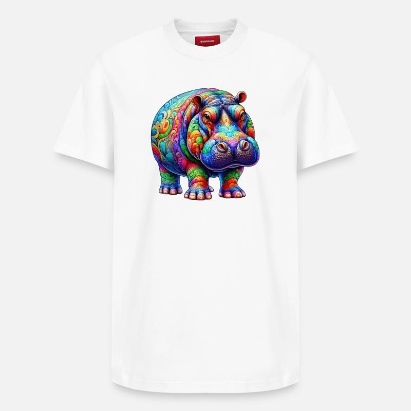 Nilpferd - Relaxed Unisex Supima Cotton T-Shirt – von SPREAD - Weiß