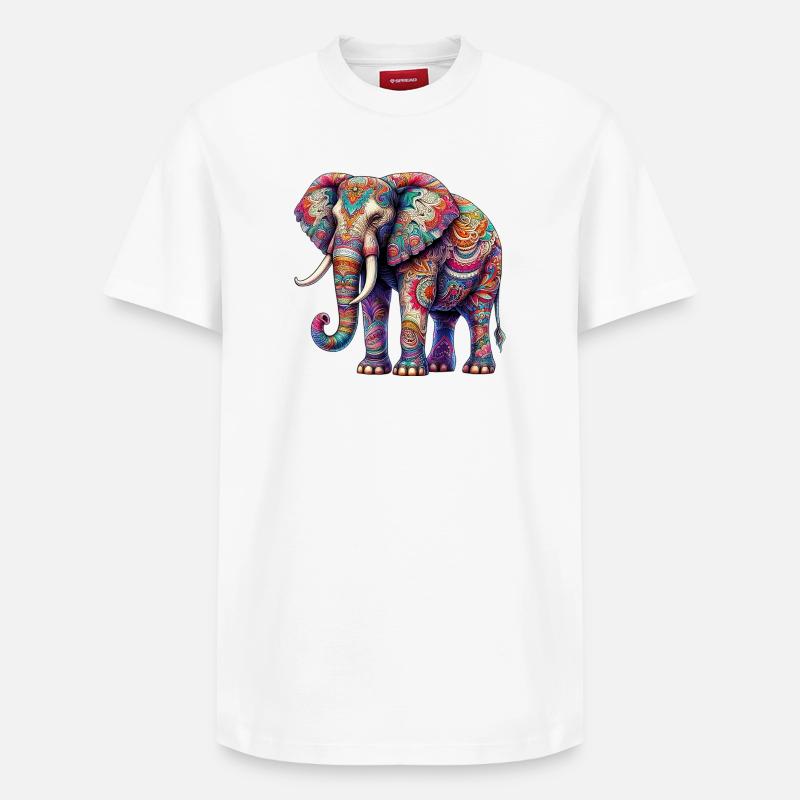 Éléphant - T-shirt unisexe décontracté en coton Supima – de SPREAD - blanc