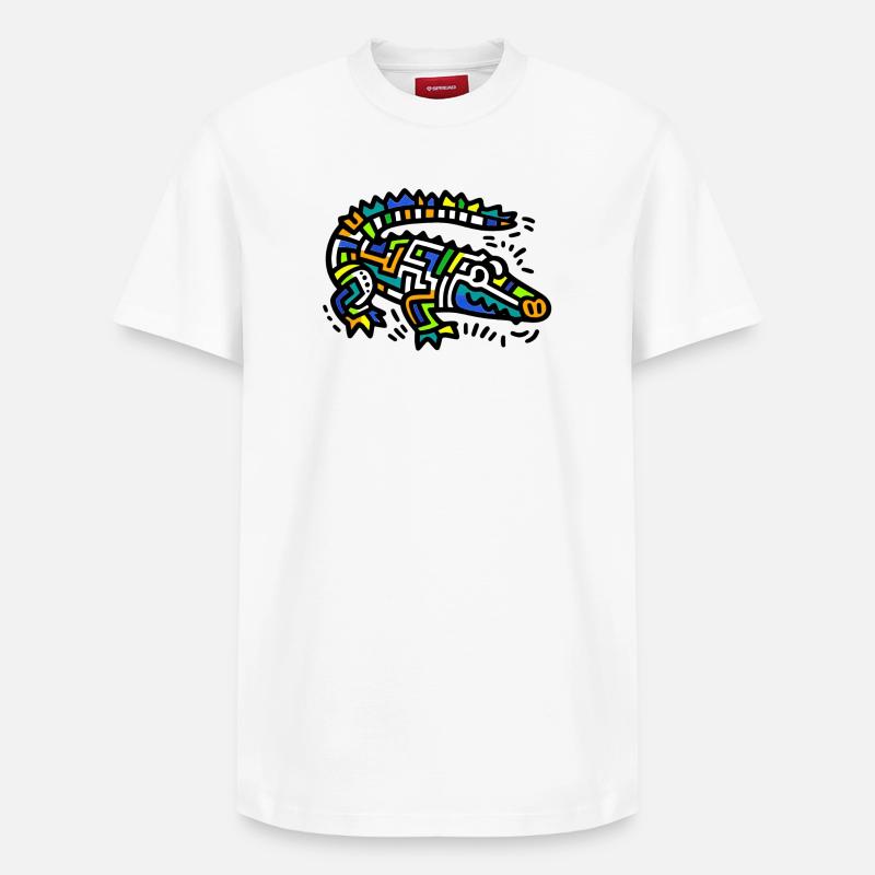Alligator Crocodile - T-shirt unisexe décontracté en coton Supima – de SPREAD - blanc