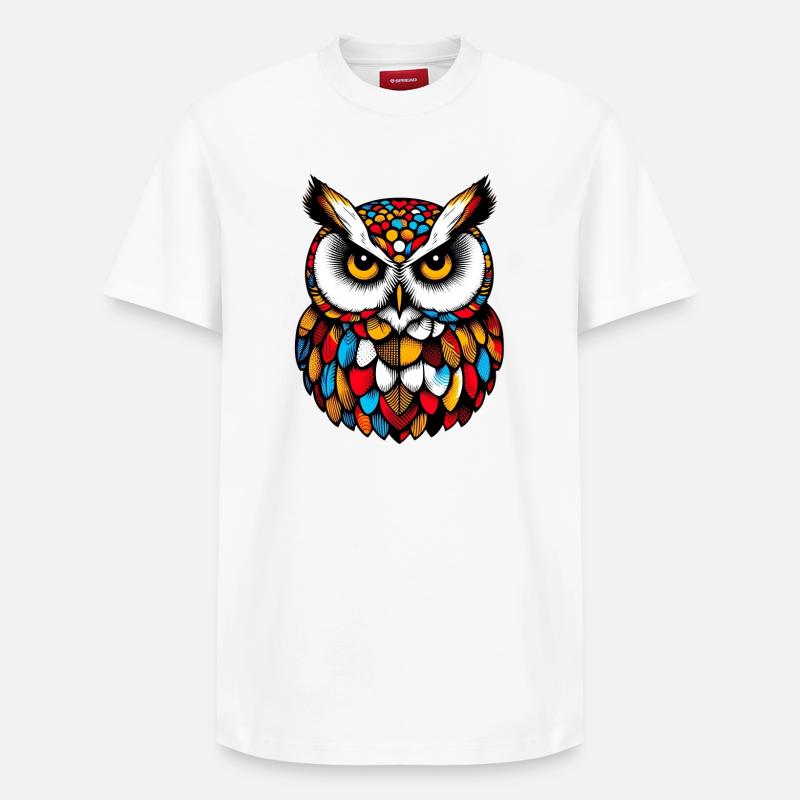 Eule - Relaxed Unisex Supima Cotton T-Shirt – von SPREAD - Weiß
