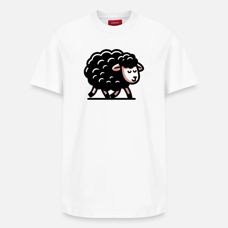 Mouton noir - T-shirt unisexe décontracté en coton Supima – de SPREAD - blanc