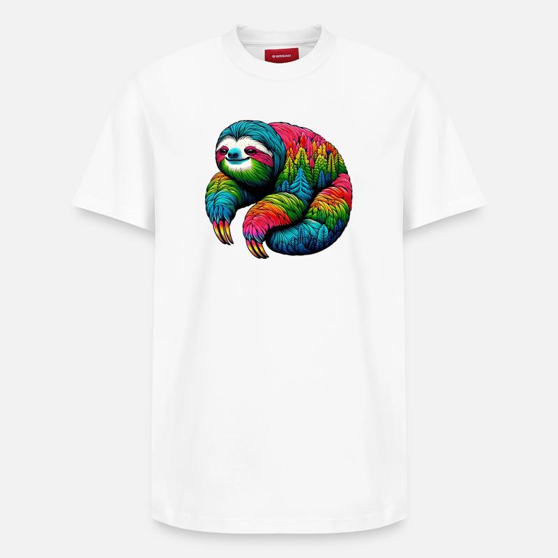 Faultier - Relaxed Unisex Supima Cotton T-Shirt – von SPREAD - Weiß