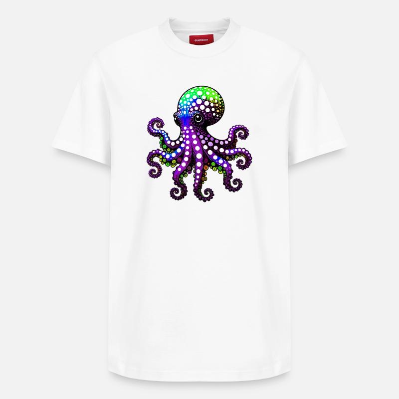 Pieuvre - T-shirt unisexe décontracté en coton Supima – de SPREAD - blanc