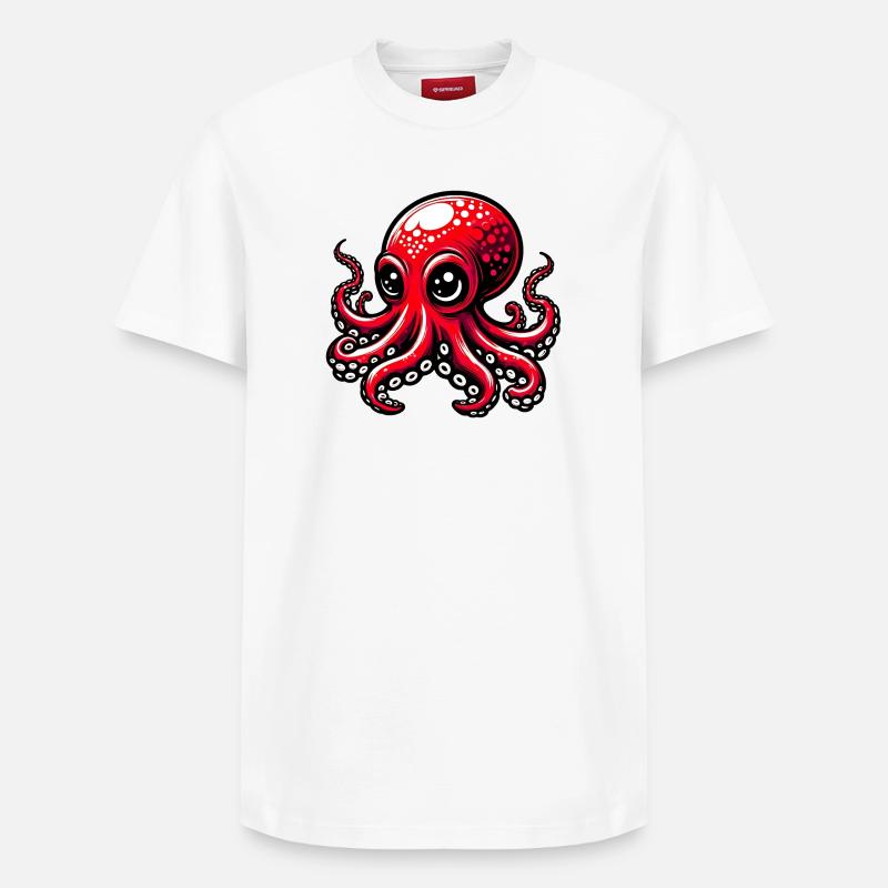 Pieuvre - T-shirt unisexe décontracté en coton Supima – de SPREAD - blanc