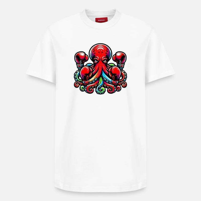 Pieuvre - T-shirt unisexe décontracté en coton Supima – de SPREAD - blanc
