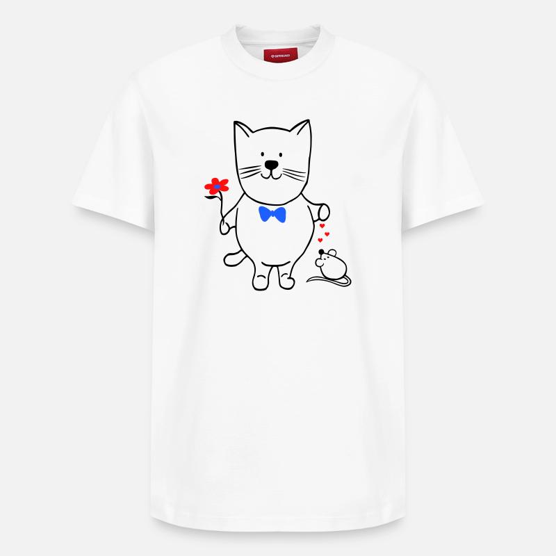 Chat et souris - T-shirt unisexe décontracté en coton Supima – de SPREAD - blanc