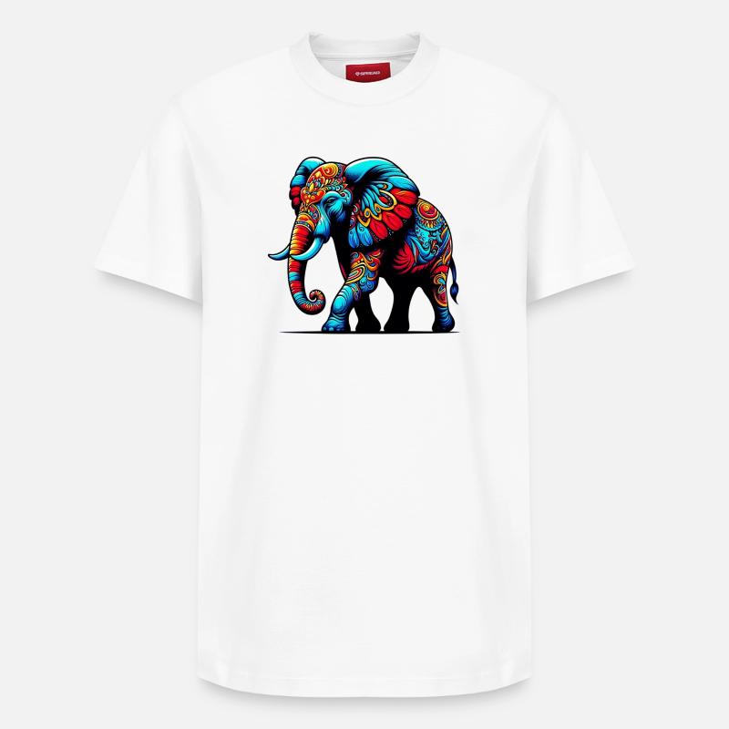 Éléphant - T-shirt unisexe décontracté en coton Supima – de SPREAD - blanc
