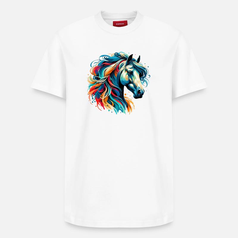 Pferd - Relaxed Unisex Supima Cotton T-Shirt – von SPREAD - Weiß