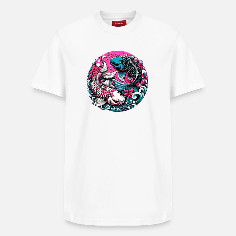 Carpe koï - T-shirt unisexe décontracté en coton Supima – de SPREAD - blanc