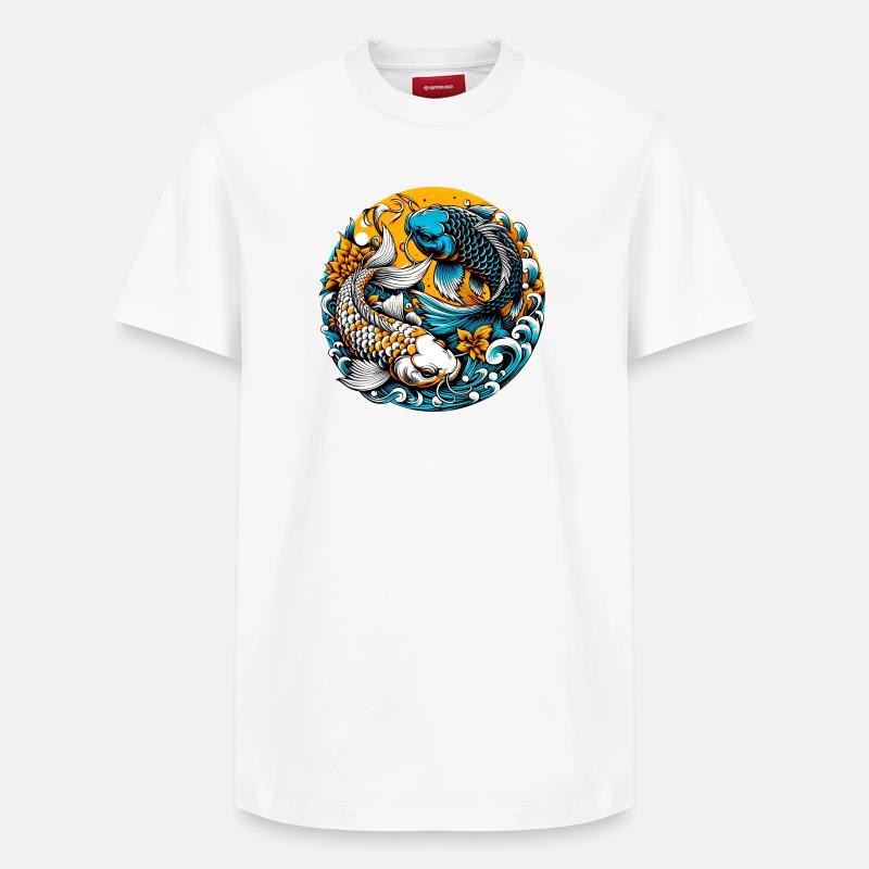 Carpe koï - T-shirt unisexe décontracté en coton Supima – de SPREAD - blanc