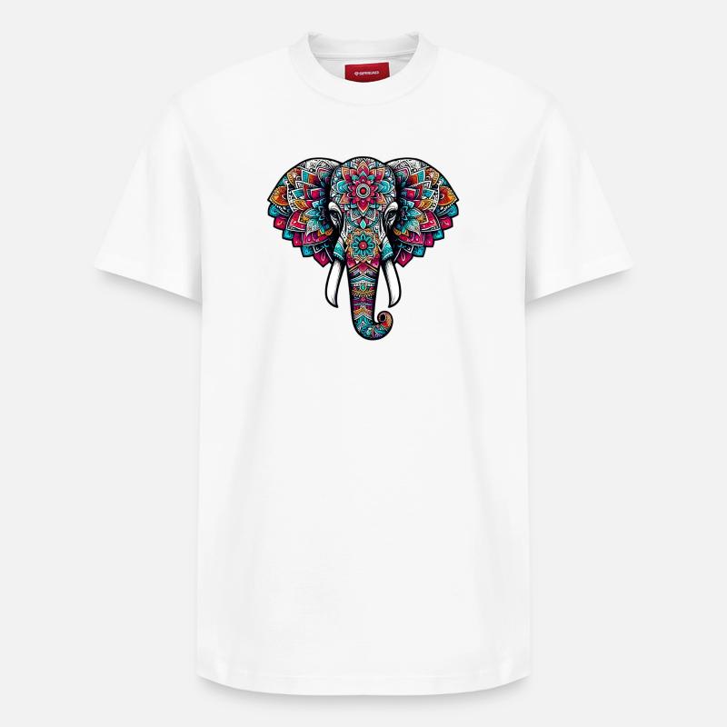 Éléphant - T-shirt unisexe décontracté en coton Supima – de SPREAD - blanc