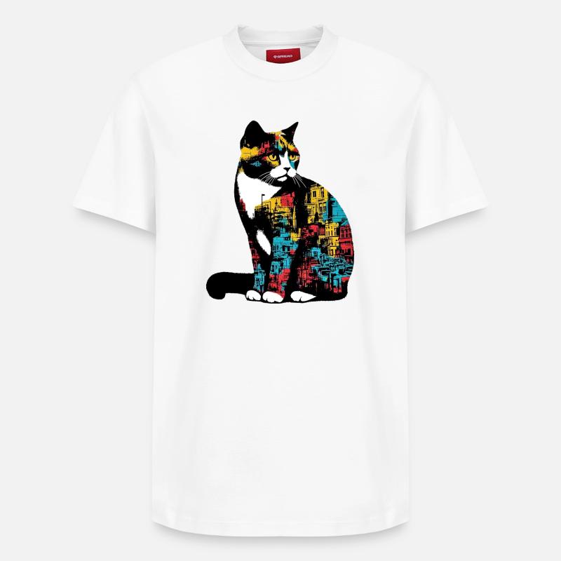 Katze - Relaxed Unisex Supima Cotton T-Shirt – von SPREAD - Weiß