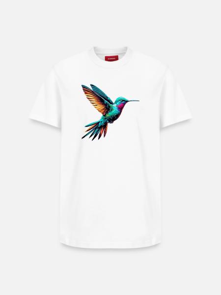 Hummingbird - Relaxed Unisex Supima Cotton T-Shirt – by SPREAD - white