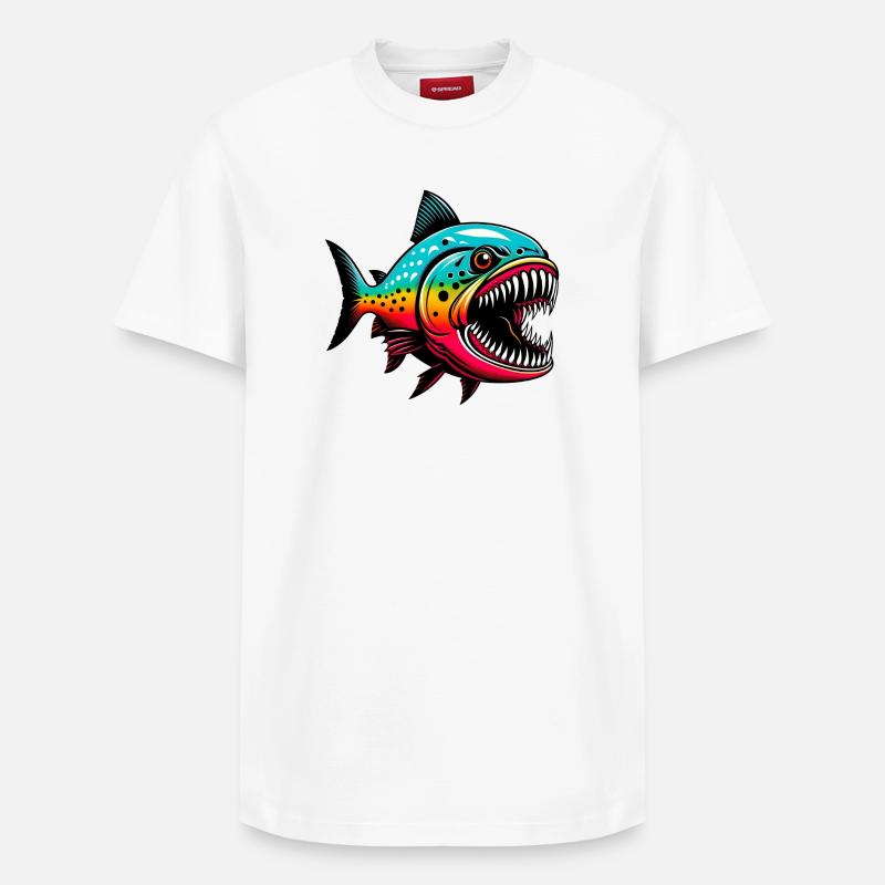 Piranha - T-shirt unisexe décontracté en coton Supima – de SPREAD - blanc