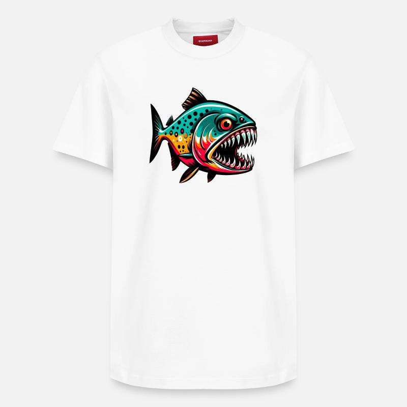 Piranha - T-shirt unisexe décontracté en coton Supima – de SPREAD - blanc