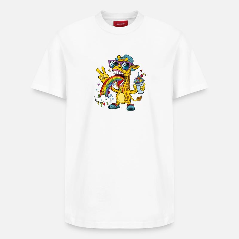 Girafe arc-en-ciel - T-shirt unisexe décontracté en coton Supima – de SPREAD - blanc