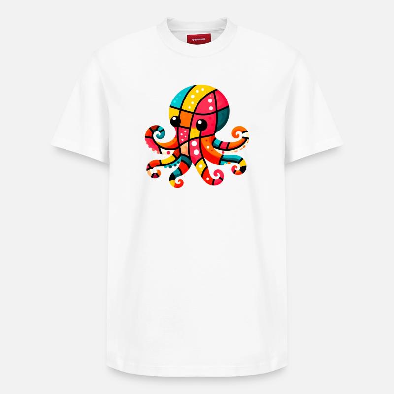 Pieuvre - T-shirt unisexe décontracté en coton Supima – de SPREAD - blanc