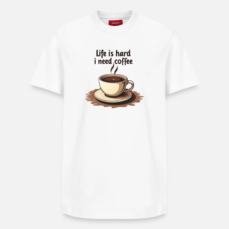 Kaffeetasse mit Textmotivation - Relaxed Unisex Supima Cotton T-Shirt – von SPREAD - Weiß