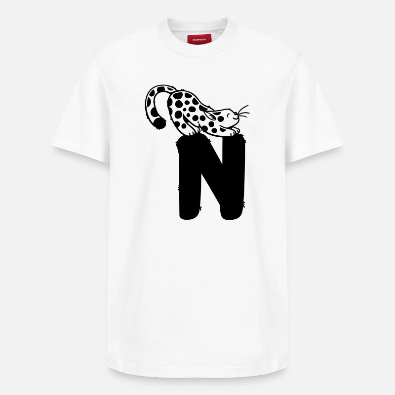 Lettre N Cat - T-shirt unisexe décontracté en coton Supima – de SPREAD - blanc