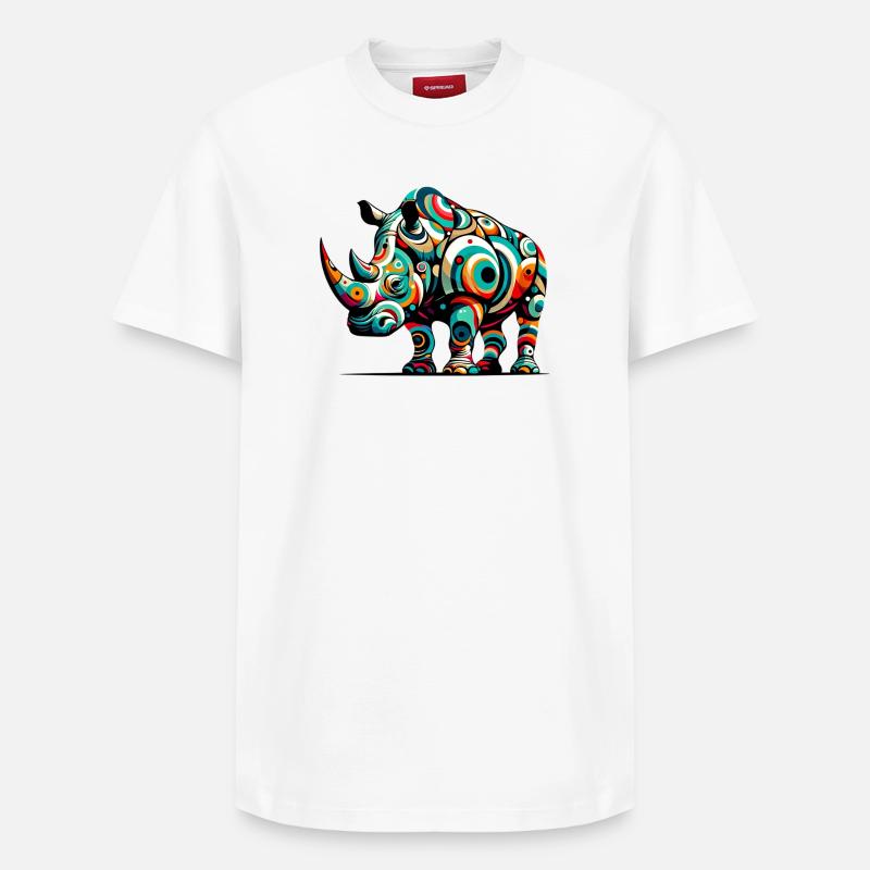 Rhinocéros - T-shirt unisexe décontracté en coton Supima – de SPREAD - blanc