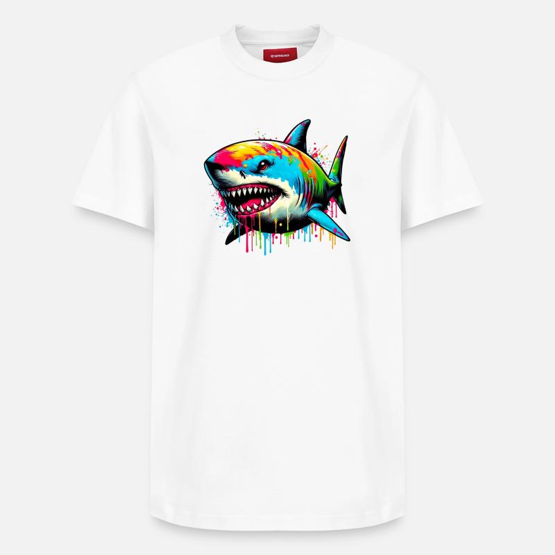 Requin - T-shirt unisexe décontracté en coton Supima – de SPREAD - blanc