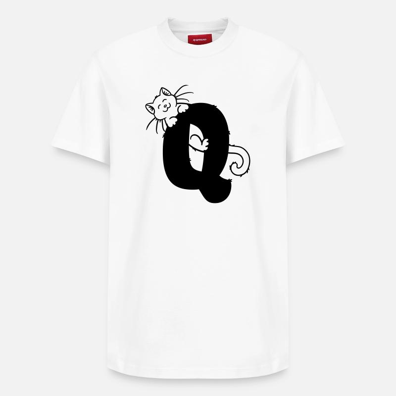 Lettre Q chat - T-shirt unisexe décontracté en coton Supima – de SPREAD - blanc