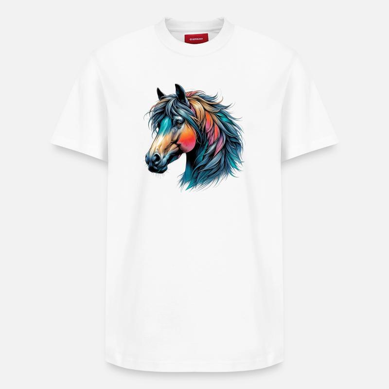 Pferd - Relaxed Unisex Supima Cotton T-Shirt – von SPREAD - Weiß