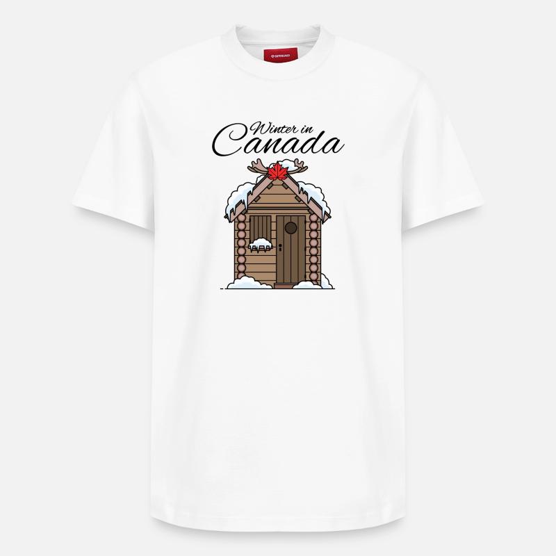 Chalet Canadien enneigé - T-shirt unisexe décontracté en coton Supima – de SPREAD - blanc