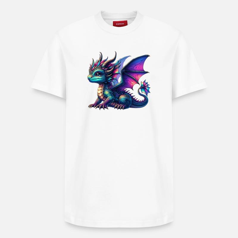 Drache - Relaxed Unisex Supima Cotton T-Shirt – von SPREAD - Weiß
