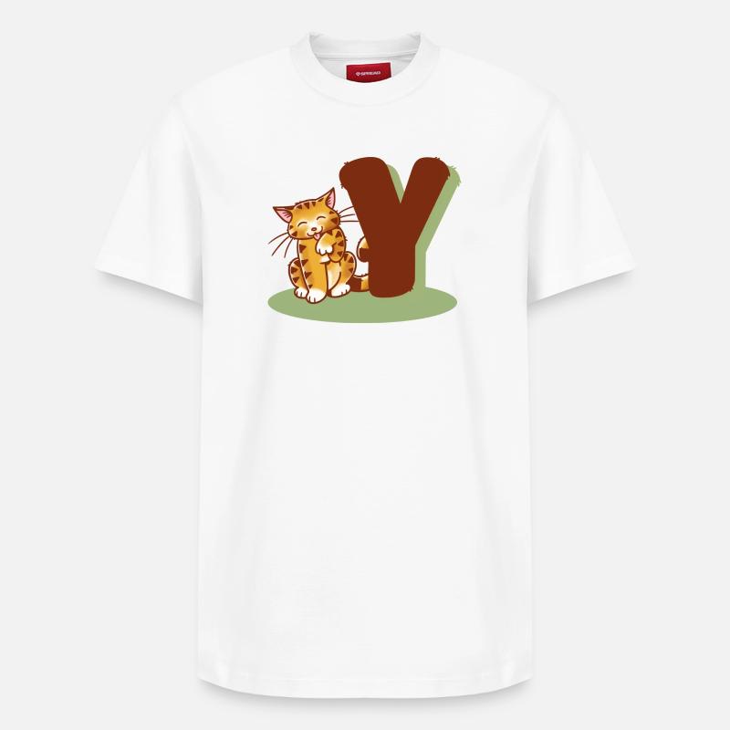 Lettre Y Cat - T-shirt unisexe décontracté en coton Supima – de SPREAD - blanc