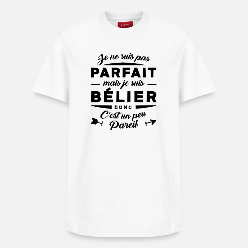 BELIER PARFAIT - T-shirt unisexe décontracté en coton Supima – de SPREAD - blanc