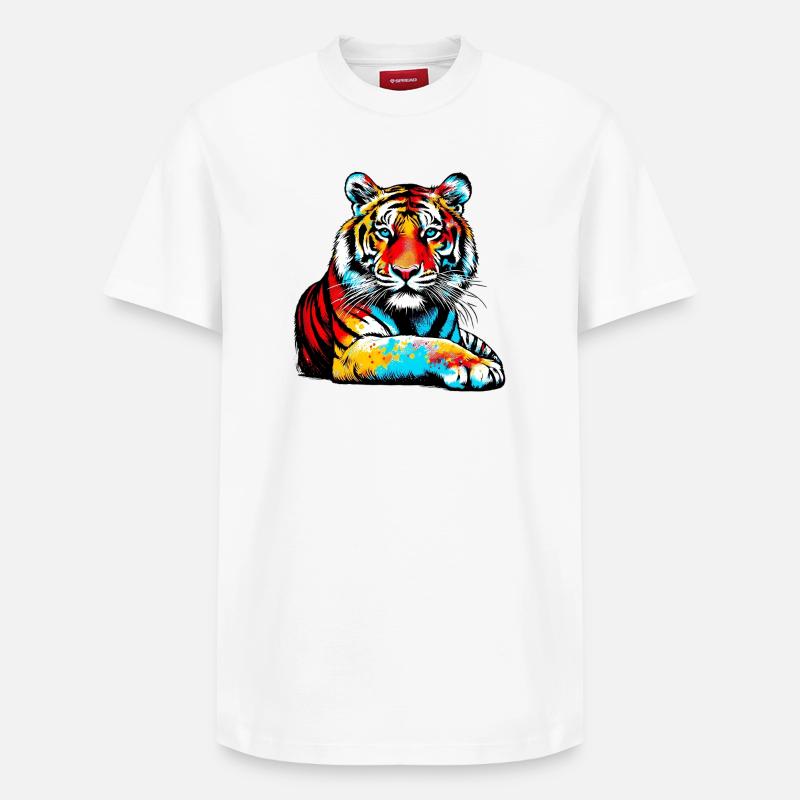 Tiger - Relaxed Unisex Supima Cotton T-Shirt – von SPREAD - Weiß