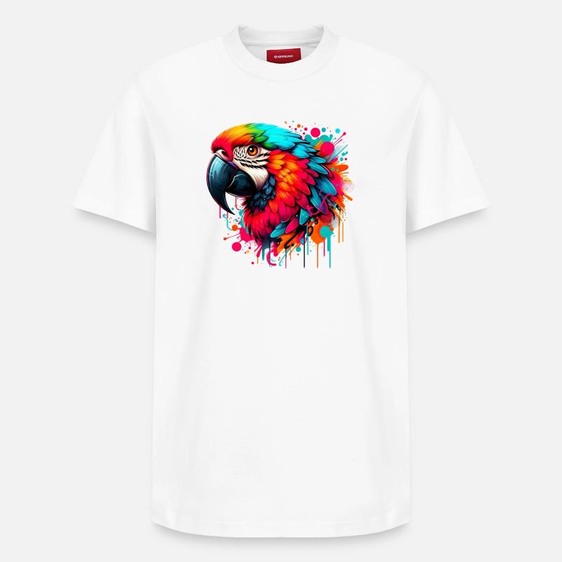 Perroquet - T-shirt unisexe décontracté en coton Supima – de SPREAD - blanc