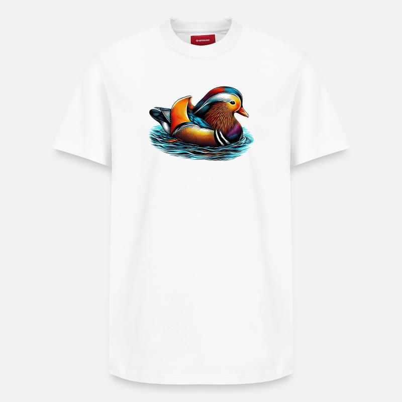 Canard mandarin - T-shirt unisexe décontracté en coton Supima – de SPREAD - blanc