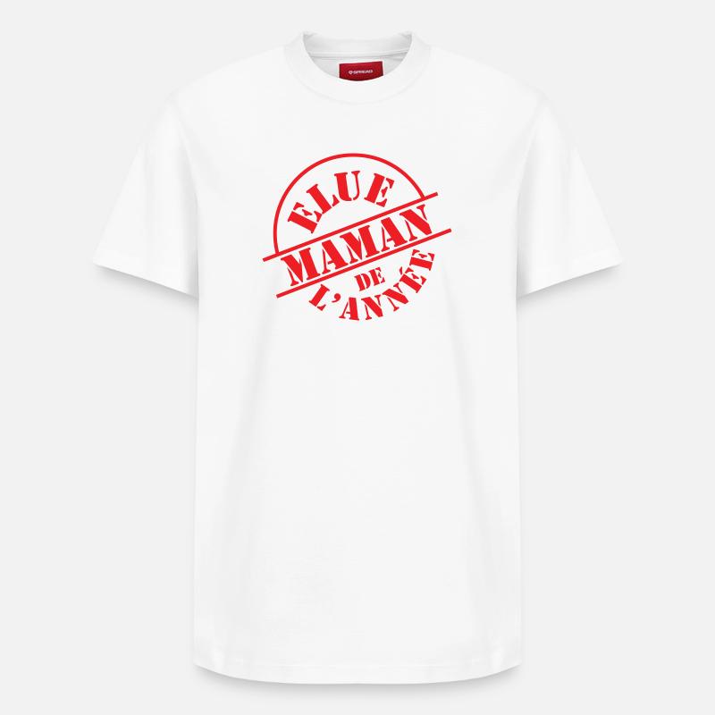 Elue Maman de l'année - T-shirt unisexe décontracté en coton Supima – de SPREAD - blanc