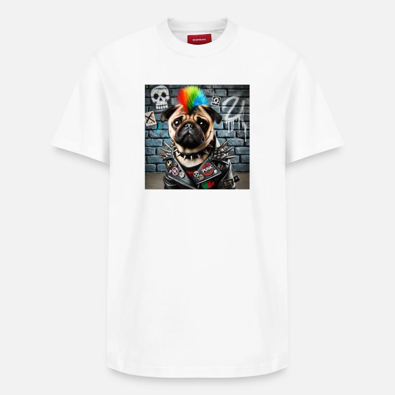 Punk Mops mit Regenbogenmähne - Relaxed Unisex Supima Cotton T-Shirt – von SPREAD - Weiß