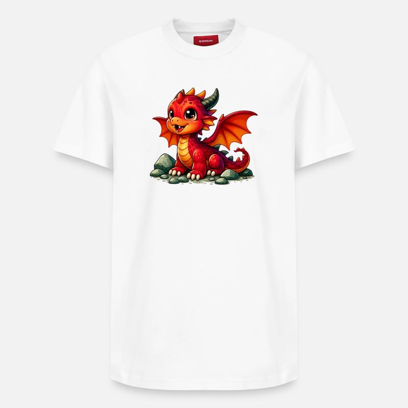 Drache - Relaxed Unisex Supima Cotton T-Shirt – von SPREAD - Weiß