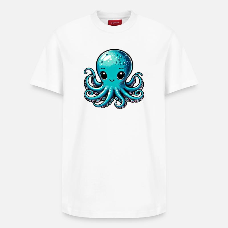 Pieuvre - T-shirt unisexe décontracté en coton Supima – de SPREAD - blanc